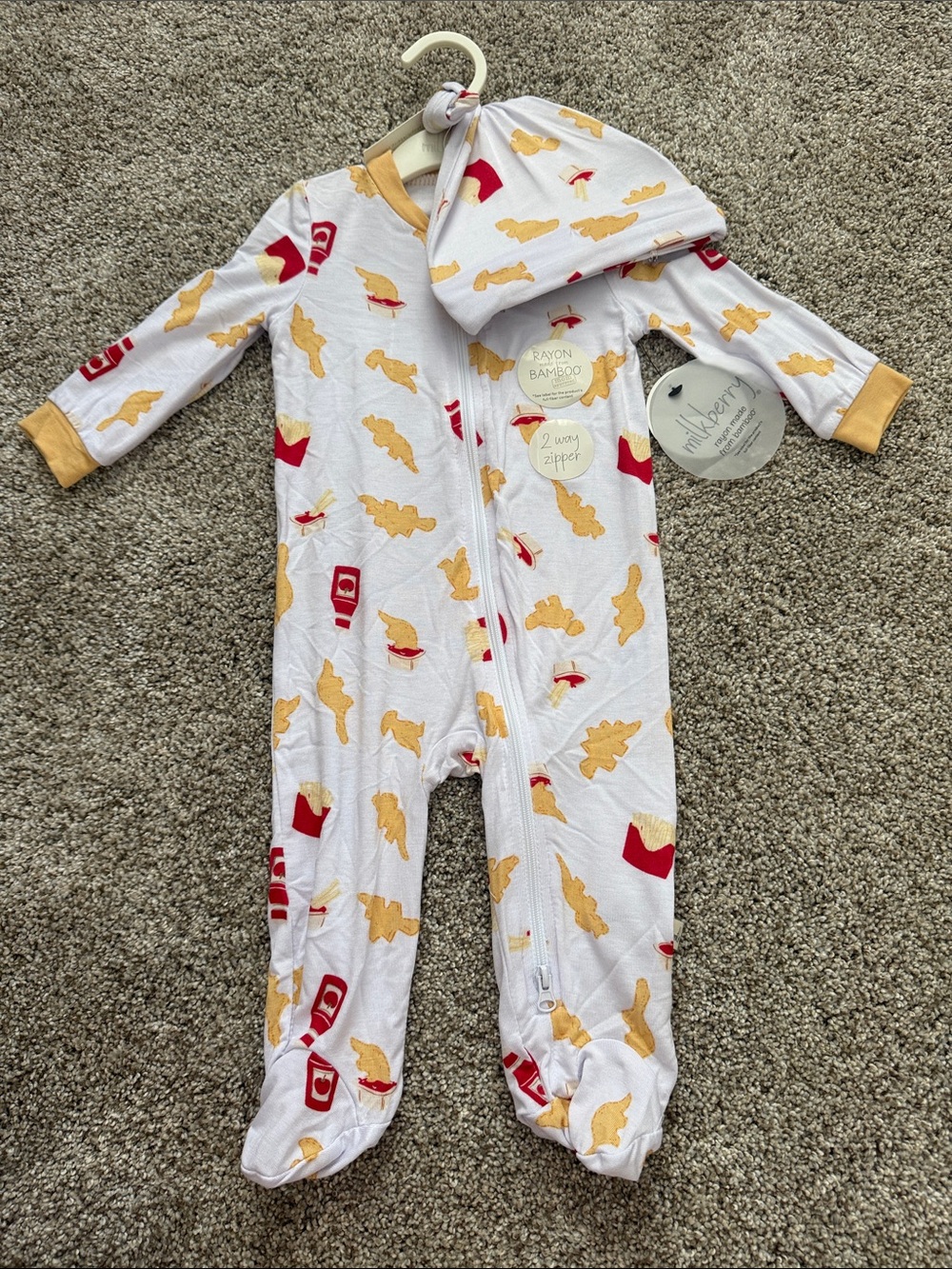 Dino Nugget Footed Sleepsuit with Hat